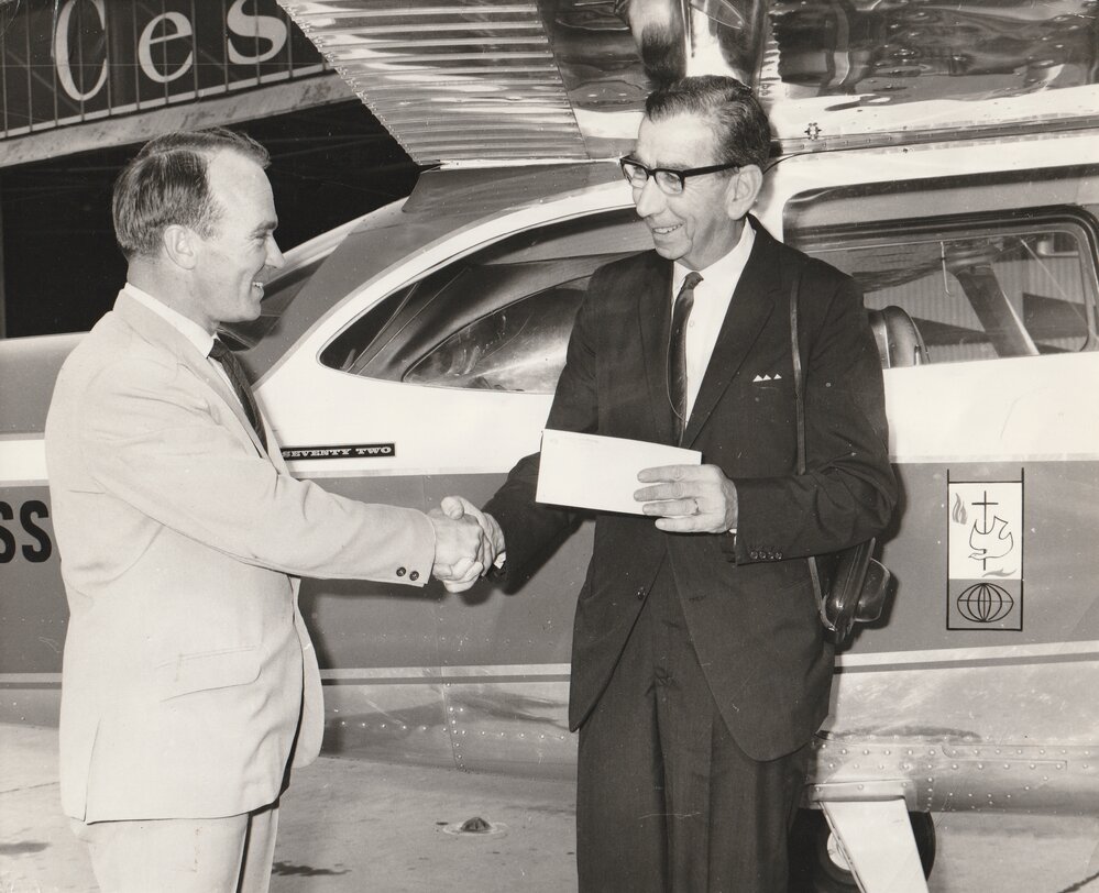 Far West Mission plane handed over to Rev Walter Whitbread, ex superintendent
