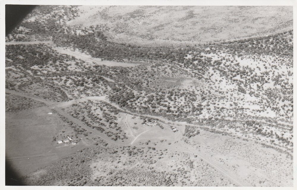 Far West Mission. Aerial view of dry Paroo River, south of Hungerford