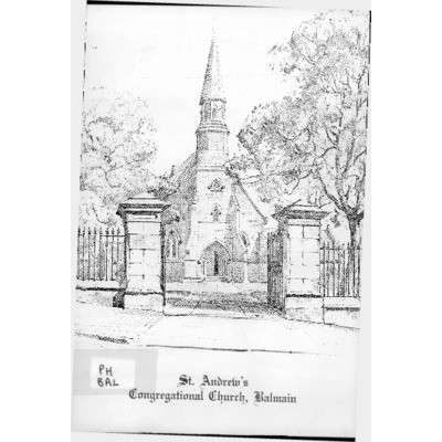St Andrew's Congregational Church, Balmain, a short history.