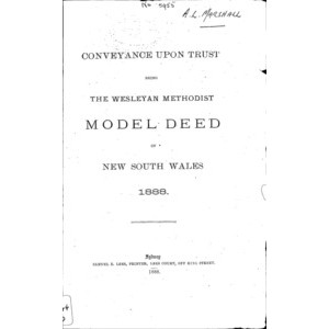 Methodist Church of Australasia. Model Deed.