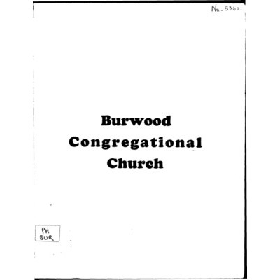 Brief history of Burwood Congregational Church