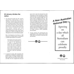 New Australian National Day : Agreeing on a Day Which All Australians Can Celebrate Proudly.