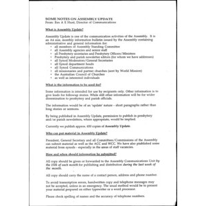 Assembly Update. No. 1, Feb. 1988 – No. 10, Nov. 1991