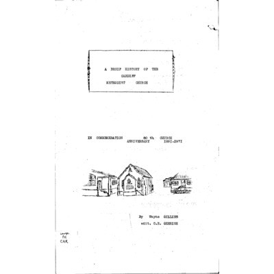 A Brief history of the Cardiff Methodist Church; in commemoration 80th church anniversary 1891-1971.