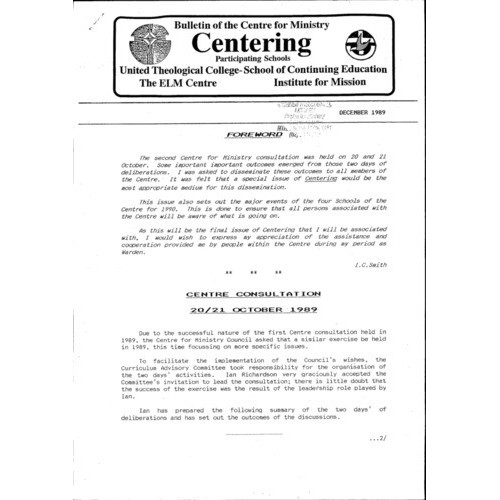 Centering: Bulletin of the Centre for Ministry