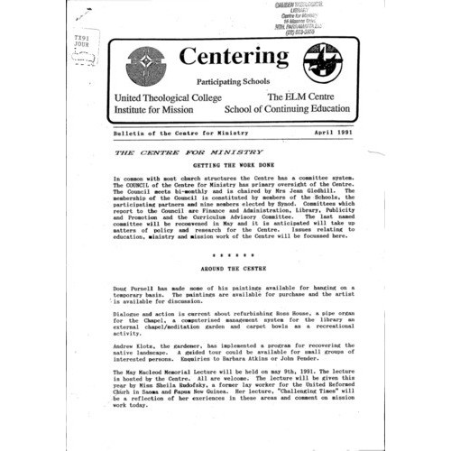Centering: Bulletin of the Centre for Ministry