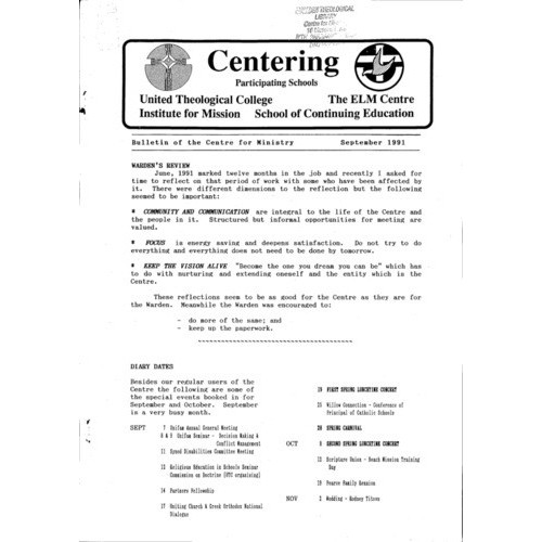 Centering: Bulletin of the Centre for Ministry