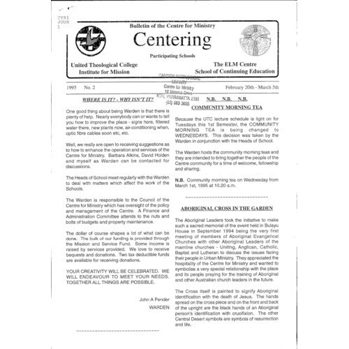 Centering: Bulletin of the Centre for Ministry