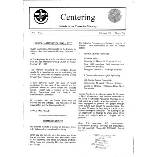 Centering: Bulletin of the Centre for Ministry