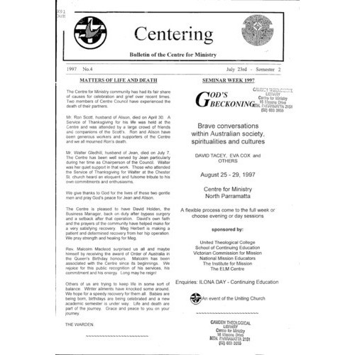 Centering: Bulletin of the Centre for Ministry