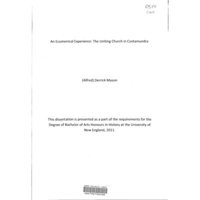 The ecumenical experience the Uniting Church in Cootamundra