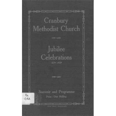 Cranbury Methodist Church; jubilee celebrations 1879-1929.