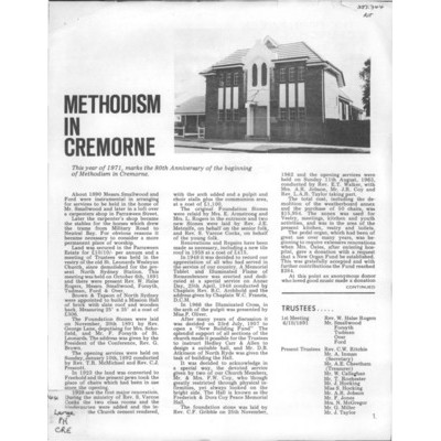 Methodism in Cremorne.
