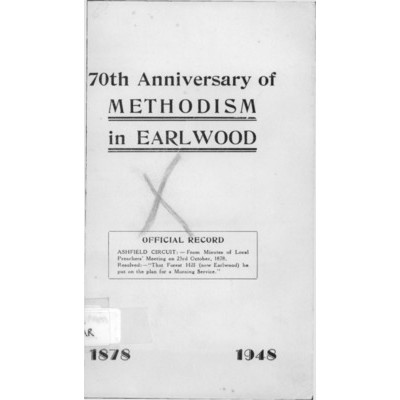 70th anniversary of Methodism in Earlwood, 1878-1948.