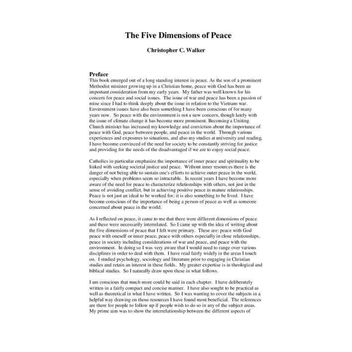 Five dimensions of peace /Christopher C. Walker.