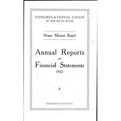 Congregational Union of New South Wales - Home Mission Board - Annual Reports