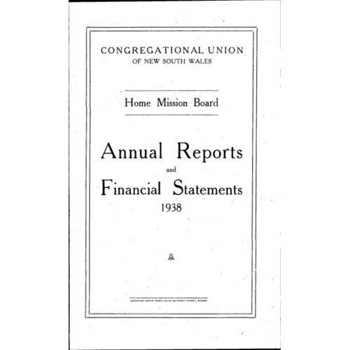 Congregational Union of New South Wales - Home Mission Board - Annual Reports