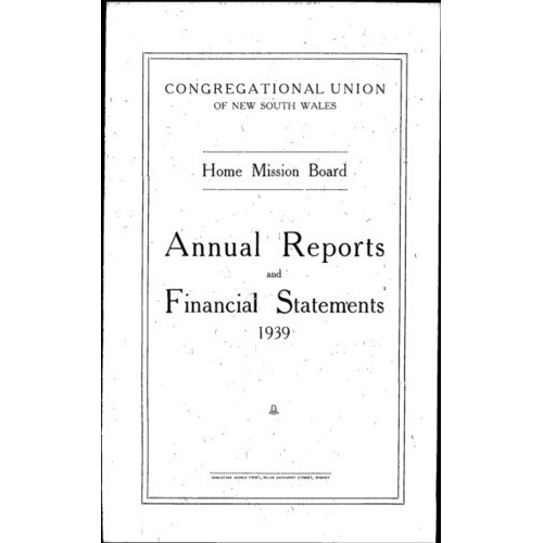 Congregational Union of New South Wales - Home Mission Board - Annual Reports