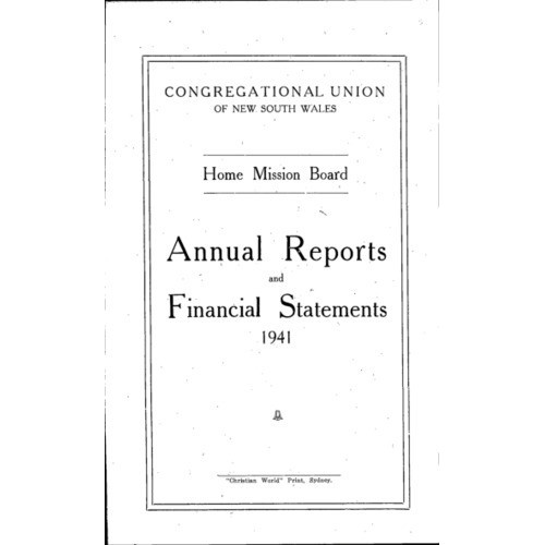 Congregational Union of New South Wales - Home Mission Board - Annual Reports