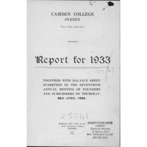 Camden College Sydney. Annual Reports