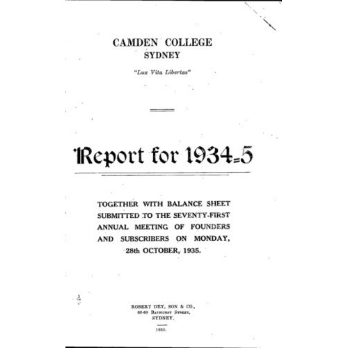 Camden College Sydney. Annual Reports