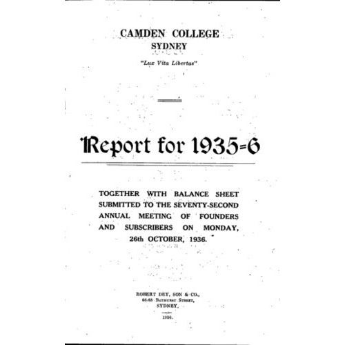 Camden College Sydney. Annual Reports