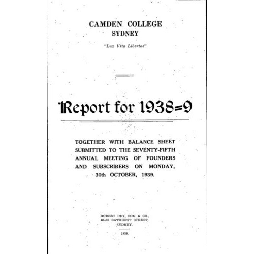 Camden College Sydney. Annual Reports