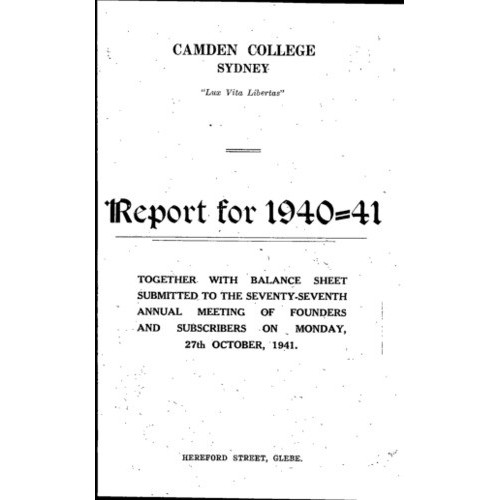 Camden College Sydney. Annual Reports