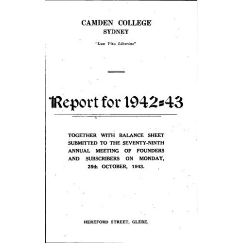 Camden College Sydney. Annual Reports
