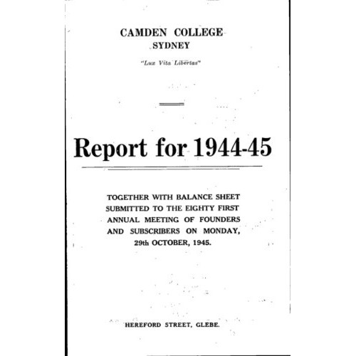 Camden College Sydney. Annual Reports