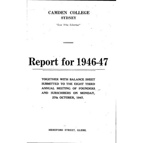 Camden College Sydney. Annual Reports