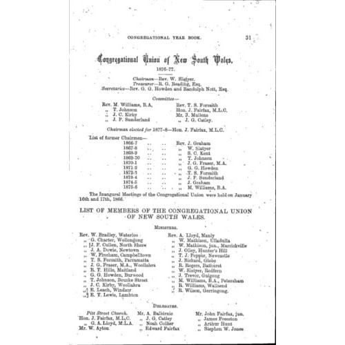 Congregational Union of N.S.W. Year Book