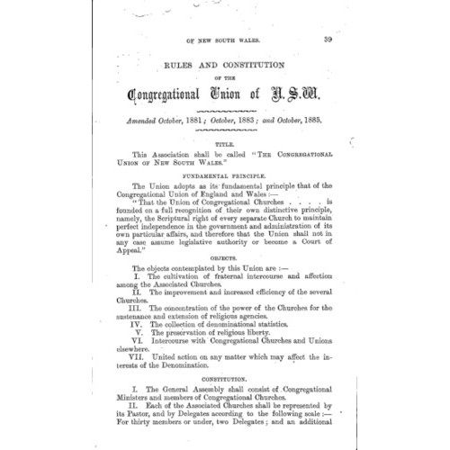 Congregational Union of N.S.W. Year Book