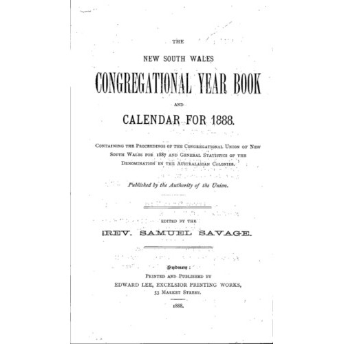Congregational Union of N.S.W. Year Book