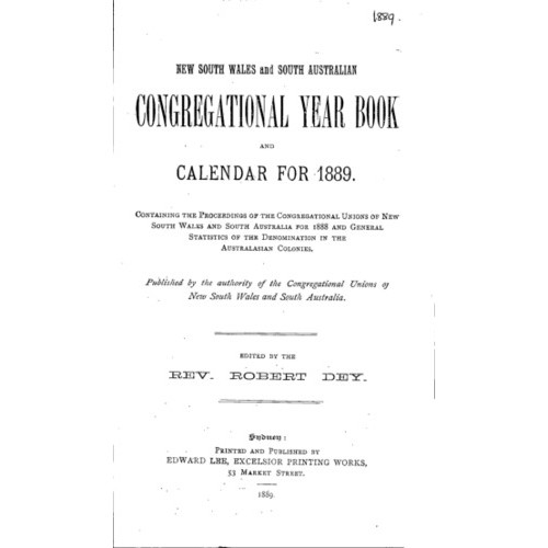 Congregational Union of N.S.W. Year Book