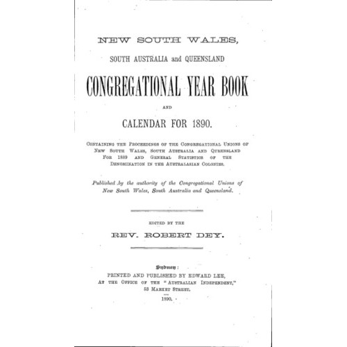 Congregational Union of N.S.W. Year Book