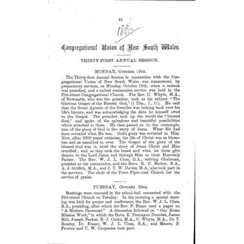 Congregational Union of N.S.W. Year Book