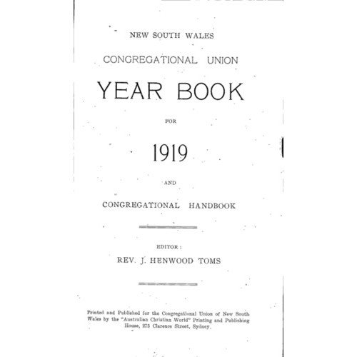 Congregational Union of N.S.W. Year Book