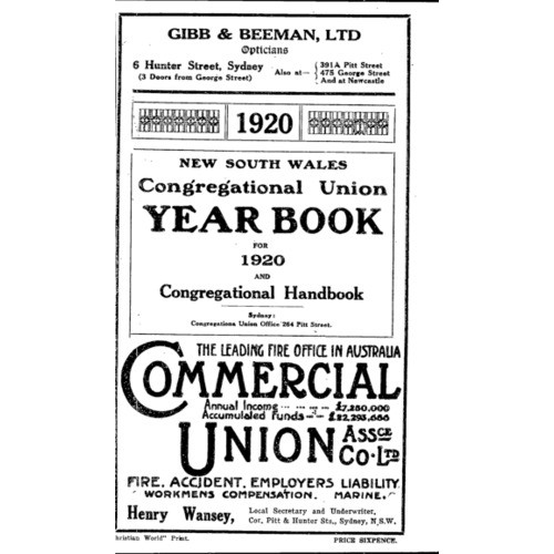 Congregational Union of N.S.W. Year Book