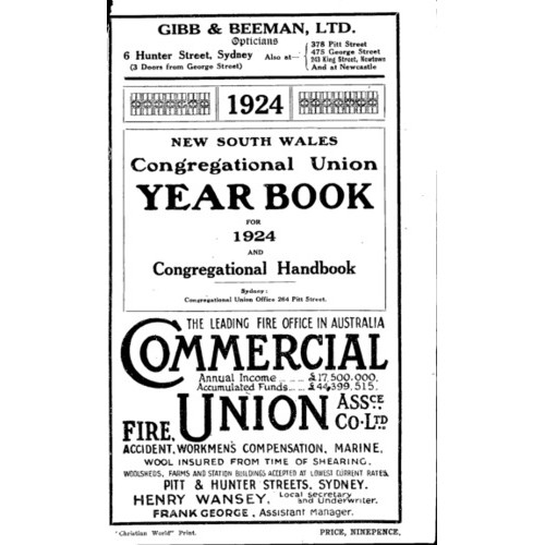 Congregational Union of N.S.W. Year Book
