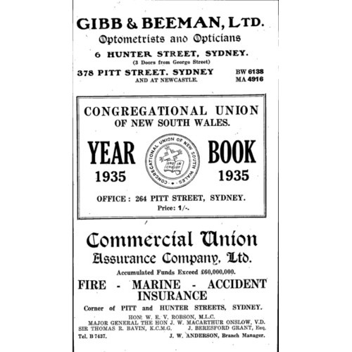 Congregational Union of N.S.W. Year Book