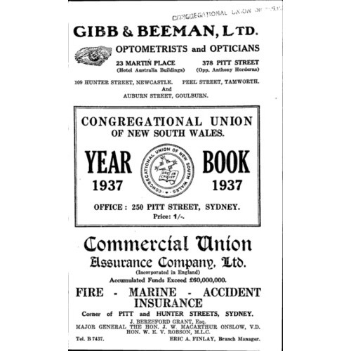 Congregational Union of N.S.W. Year Book