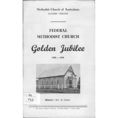 Federal Methodist Church golden jubilee 1909-1959.