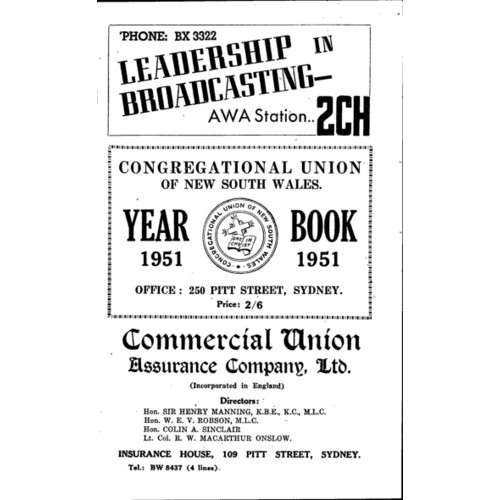 Congregational Union of N.S.W. Year Book