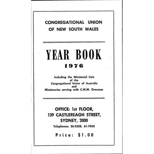 Congregational Union of N.S.W. Year Book