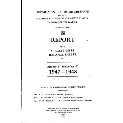 Australian Shepherd: Reports of the Department of Home Missions