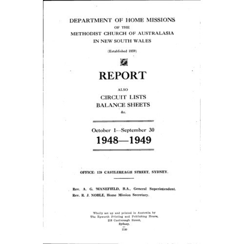 Australian Shepherd: Reports of the Department of Home Missions