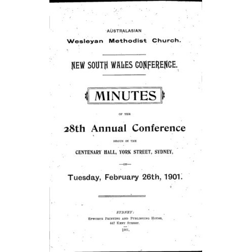 Australasian Wesleyan Methodist church; Minutes of the NSW Annual Conference