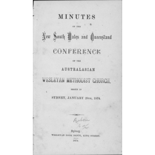 Australasian Wesleyan Methodist church; Minutes of the NSW and Queensland Annual Conference