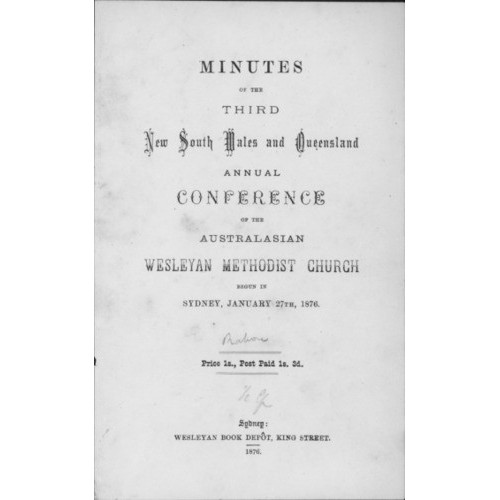 Australasian Wesleyan Methodist church; Minutes of the NSW and Queensland Annual Conference